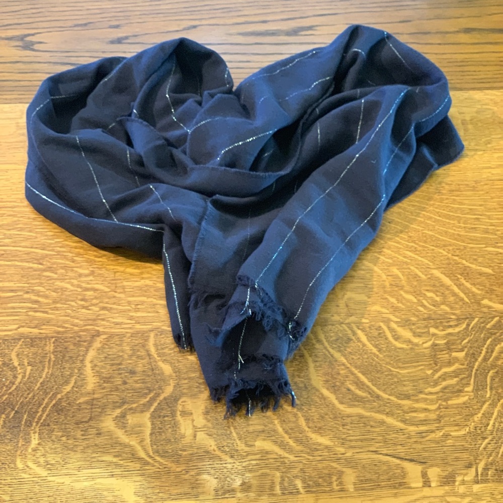 J Crew Stripe Scarf Navy made in Italy